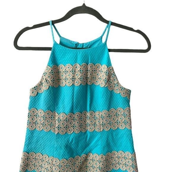 Lilly Pulitzer Annabelle retro shift dress Blue Gold Size 0 - Picture 4 of 11